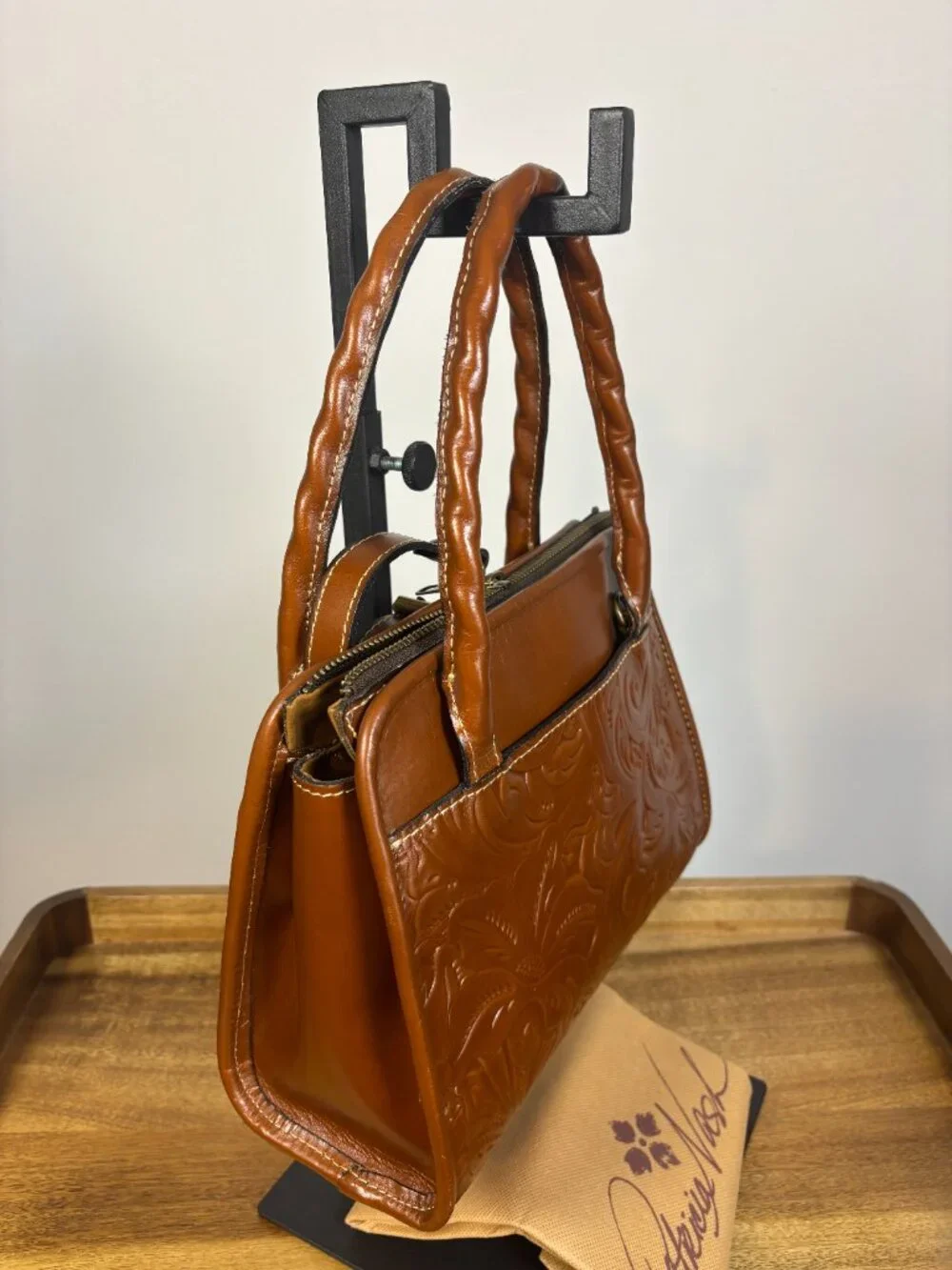 Patricia Nash Small Paris Florence Brown Tooled Floral Leather Satchel New